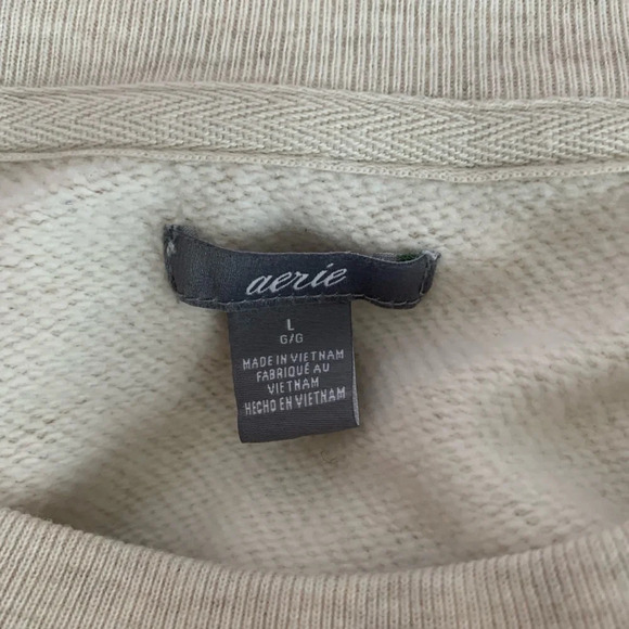 aerie Tan Metallic Star Graphic Oversized Pullover Sweatshirt Large Women’s - Picture 7 of 9